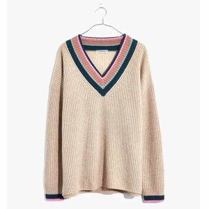 Madewell Tipped Forrest V-neck sweater - Med - MC009 - Heather Birch - NWOT